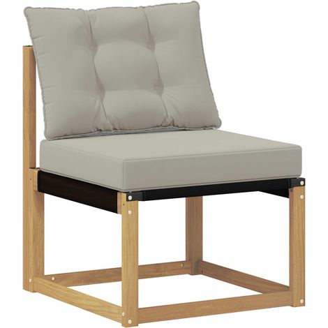 Outdoor Mittelsofa Massivholz Akazie und Textilene Stoff Weiß vidaXL