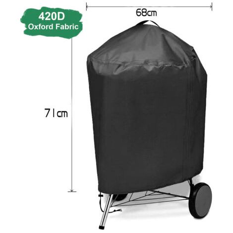 BUNTHAUS Housse Barbecue Rond Exterieur Imperméable, Tissu Oxford 420D, Coupe-Vent, Anti-UV Bache de Protection Barbecue BBQ Grill avec Poignées (71x68cm) - Noir (1/3)