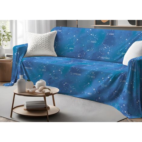 Telo Arredo Granfoulard Copritutto Salvadivano 100% Cotone Dis. Zodiaco, misuraMatrimonialecoloreZodiaco (1/5)