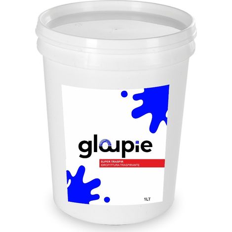 GLOUPIE SUPER TRASPIR Pittura All'acqua Traspirante Per Pareti Per Tutti Gli Ambienti Interni, 1 Litro, Bianco, Made In Italy (1/4)