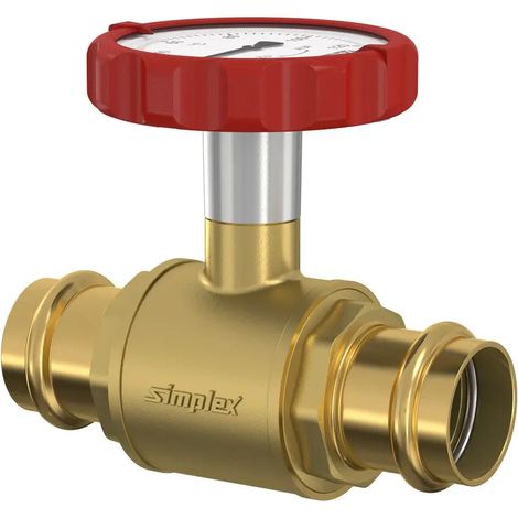 Flamco Grifo de esfera con mango termom. rojo DN25 Press 28 PN16 M+V Contorno MS, F10536