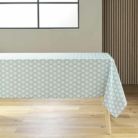 Nappe rectangle 145 x 240 cm polyester imprime davia Sauge (1/4)