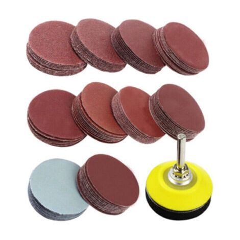 Abrasive, 100 50mm Sanding and Polishing Discs + 1 Sanding and Polishing Pad for Drills, Sandpaper Grit 80, 120, 180, 240, 400, 600, 800, 1200, 2000, 3000