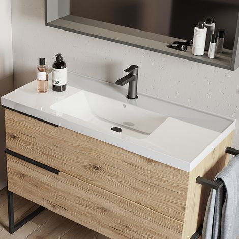 Lavabo ceramica 102x48 cm da incasso a spalla alta bianco lucido (1/4)