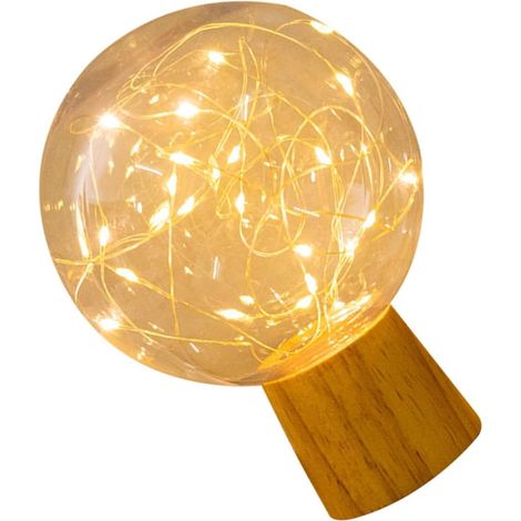 Veilleuse LED Créative en Bois et Plastique de Boule pour Chambre Lampe de Nuit Pratique et Décorative pour Chevet ou Décoration de Bureau (1/5)