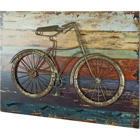 Patère Murale 4 Crochets "Vélo" 53cm Multicolore