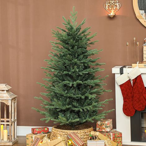 Árbol de Navidad Artificial 150 cm con 1186 Ramas y Soporte Metálico Plegable Fácil Montaje para Salón Interior Verde (1/5)