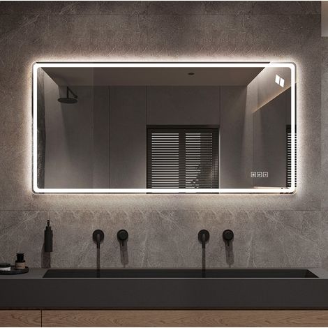 Espejo LED de baño 60 x 120 cm antivaho táctil sin marco DESVIAE (1/5)