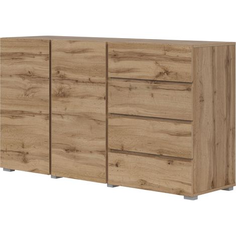 Cómoda Elbleve 101, Roble wotan, Con cajones y puertas, Número de cajones: 0, 78x138x40cm (1/5)