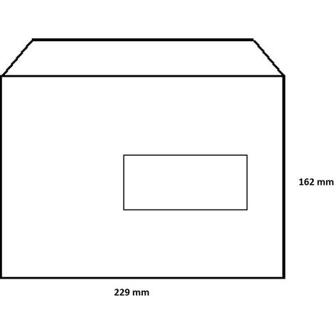 Lot de 50 Enveloppes C5 162 x 229 mm avec fenêtre 45x 100 mm Blanches 90 gr