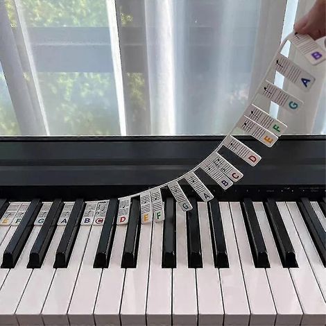 Étiquettes réutilisables pour clavier de piano (88 touches) - Guide des notes de piano-Colorful (1/4)