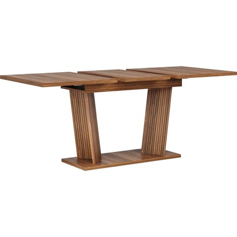 Ausziehbarer Esstisch in Dunkelbraun MDF Metall 120-160 x 80 x 76 cm (1/5)