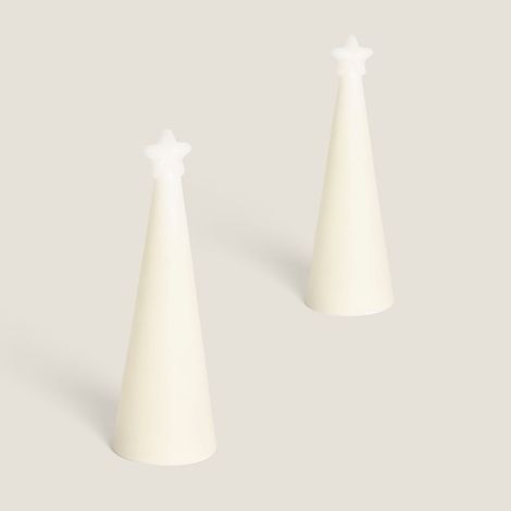 Set di 2 Candele Natalizie LED in Cera con Stella Solare Beige ↑26 cm (1/5)