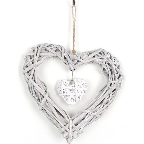 BEBUSINGOTO Coeur en osier couronne maison tenture murale mariage fête d'anniversaire ornement décor (1/4)