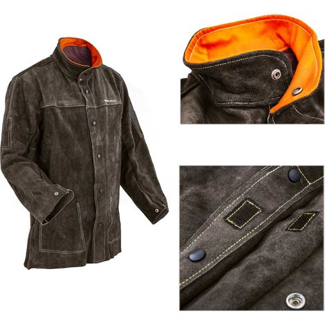 Strapazierfähige Schweißerjacke aus Leder, Größe XL (1/5)