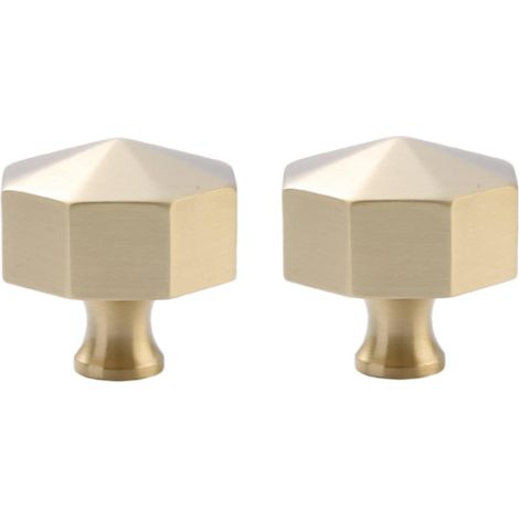 Poignée de penderie (lot de 2) en laiton antique pur, pour tiroir ou porte de penderie, petit modèle à un trou, huit côtés, 30 x 32 mm