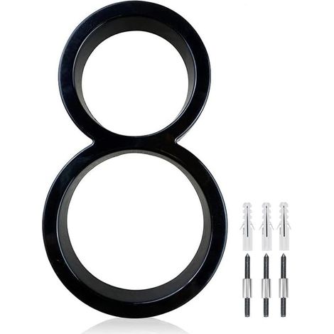 Numéro 8 de maison flottant en acier inoxydable de 12,7 cm, numéro de maison moderne en métal, numéro de décoration de boîte aux lettres avec kit de clous, revêtement noir (1/5)