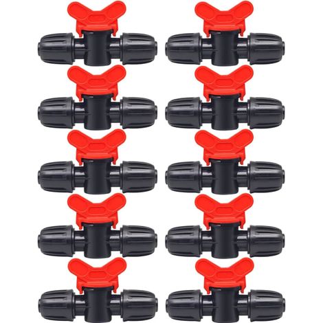 Filiyano-Lot de 10 robinets d'irrigation en plastique PE, raccord double pour tuyau d'arrosage de 16 mm de diamètre. (1/4)