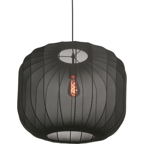 Anne Lighting - hängeleuchte - Sable - schwarz - leinen metall -