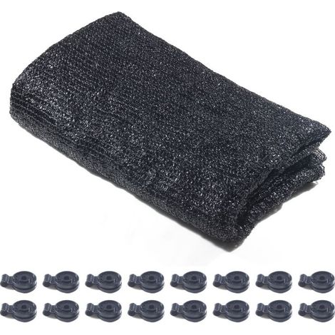 Sonnensegel mit 16 Clips, 50% Sonnenschutz, UV-beständiges Netzgewebe, 1,8 x 6 m, schwarz, ideal für Pflanzen, Gewächshäuser, Gärten, landwirtschaftliche Betriebe und Schwimmbäder. (1/5)