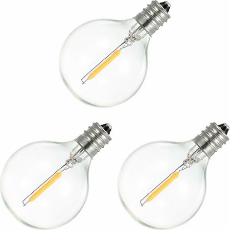 G40 - E12 - Ampoule À Vis Candelabra - Blanc Chaud - 1 W - Verre - Pour Guirlandes Lumineuses Intérieures Extérieures - Lot De 3 (1/5)