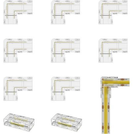 10 Stück Steckverbinder für 2-polige 8-mm-COB-LED-Streifen, darunter 8 Stück L-förmige Winkelverbinder und 2 Stück platzsparende Zwischenverbinder für LED-Streifen (nicht für 5-mm- und 10-mm-Streifen) (1/5)