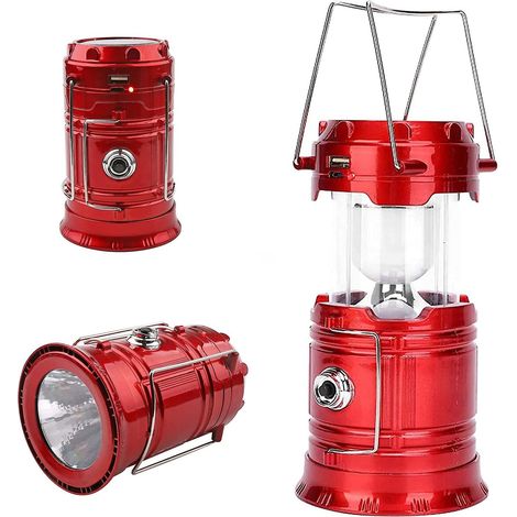 Lampe de camping solaire LED, lanterne de camping portable XVZ, rechargeable par USB et micro-port, étanche IPX4, pour tente, randonnée, situations d'urgence (1/2)