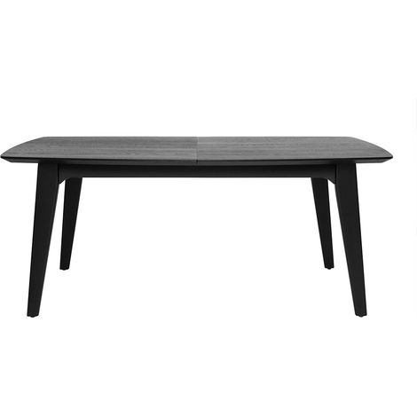 Rechteckiger Esstisch mit integrierter Verlängerung in Schwarz Eiche L180-230 cm FIFTIES