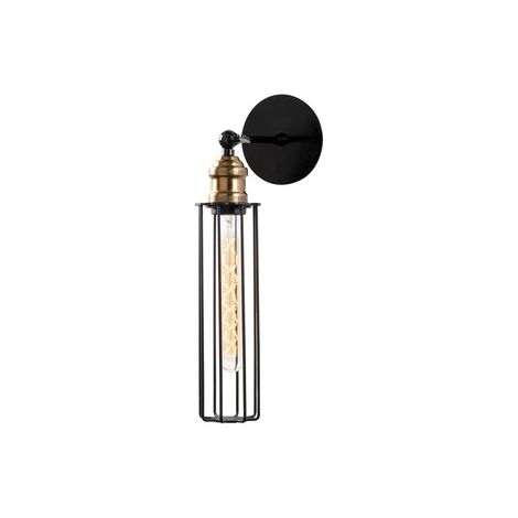 Aplique de pared, metal , negro, 8x16x40, casquillo E 27 Max 40 W