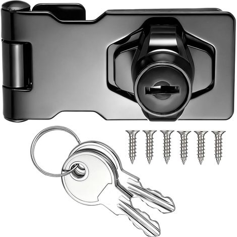Loquet porte à clé à angle droit de 90 degrés avec bouton tournant pour placard, Cadenas à loquet en placard serrure verrou avec clés identiques (Noir - 2.5 Inch) (1/4)