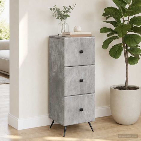vidaXL Armoire à tiroirs Gris béton 33 x 34,5 x 90 cm (1/5)