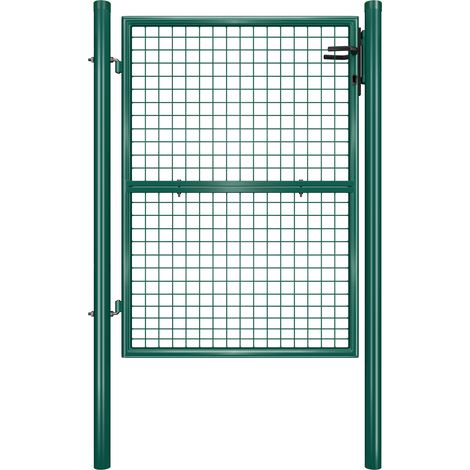 Songmics – Portillon de jardin grillagé avec serrure – Acier galvanisé vert – Dimensions 106 x 125 cm (L x H) – Résistant aux intempéries (1/5)