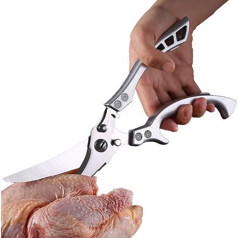 Tijeras de cocina con mangos de metal para pollo, aves, pescado, carne y verduras. Tijeras afiladas de acero inoxidable para huesos. (1/5)