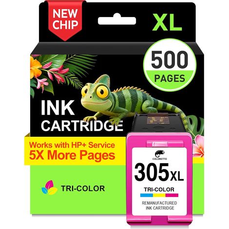 305XL Cartouche pour HP 305 DeskJet 2820e 2800e 2720e 2823e H-305 (1/5)