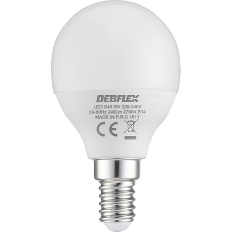 DEBFLEX - AMPOULE G45 SMD VERRE BLANC E14 3W 2700K 240LM - 600431