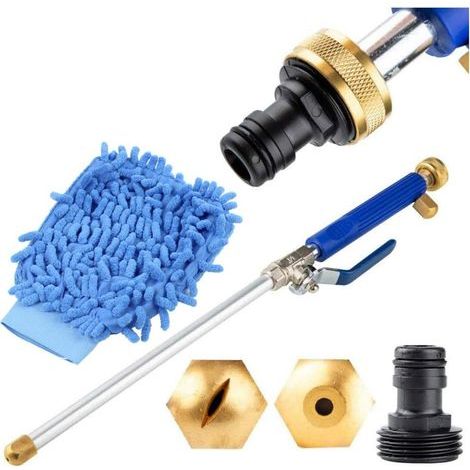 Lance d'arrosage haute pression 46 cm avec 2 buses en laiton, pistolet jet d'eau pour tuyau jardin, nettoyage voiture et extérieur, raccord 1/2" (1/5)