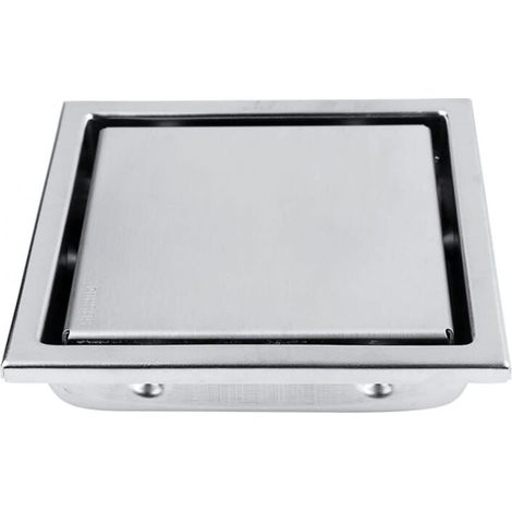 Drain de sol carré de 4,3 pouces, filtre de drain de sol en acier inoxydable pour la maison avec couvercle amovible, grille de salle de bain, douche, drain de sol carré pour salle de bain (1/4)
