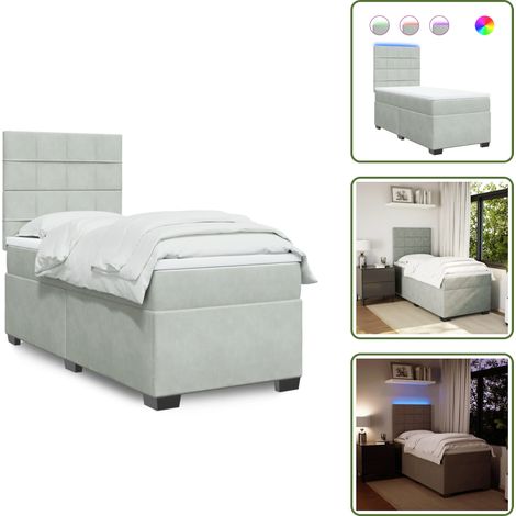 Boxspringbett mit Matratze Hellgrau 90x200 cm Samt - Boxspringbett - Boxspringbetten - Bett - Betten (1/5)