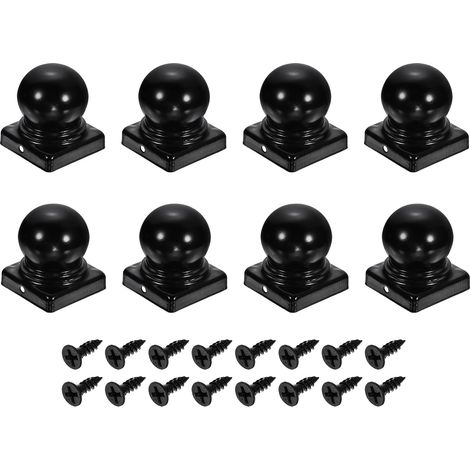 8Pcs Caps Pour Poteaux De Clôture, 50mm/1.97-inch Carré Impermeable Boule Dome Couvercle En Fer Pour Poteaux Avec Vis Extérieur Métal Bois Clôture Terrasse Boîte Aux. (1/5)