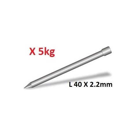 Pointe tête homme 40x2.2mm finition claire (boite de 5kg) TH pour clouage esthetique ARCELOR 102-469-0