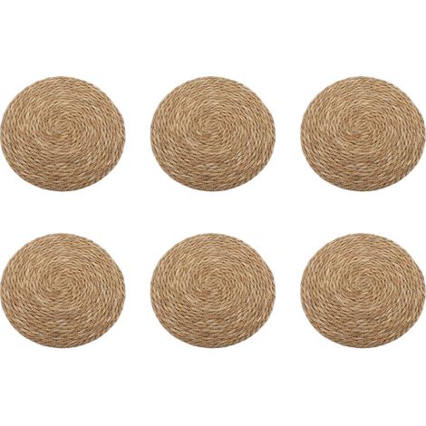 Napperon rond résistant à la chaleur, antidérapant, facile à nettoyer, tapis de dessous de plat tissé pour comptoir de Table à manger, 33cm/13 pouces, 6 pièces (1/2)