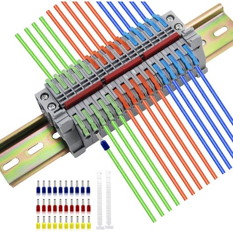 15 Pièces Bornier Rail Din Rail de Guidage avec Repérage Numérique et Bande de Connexion pour Les Projets D'automatisation le Garage Les Projets de Bricolage (1/5)