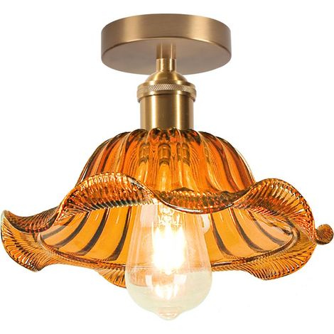 Plafonnier En Verre Plafonnier Rétro Lustre Moderne E27 Pour Couloir Cuisine Salle À Manger Marron (1/5)