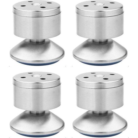 Pieds Nivellement Réglables Acier Inoxydable Pieds Canapé Réglables Multifonction Métal Tapis en Caoutchouc, Facile à Installer, Convient Tables, Armoires, Canapés, Lits Etc—4 Pièces (Argent)- (1/5)