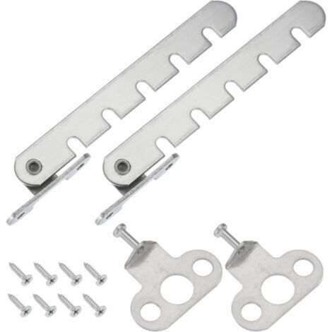 Window security latch, 2 pieces, with adjustable bar, with 5 slots, for inward-opening windows, silver (44 mm). (1/5)