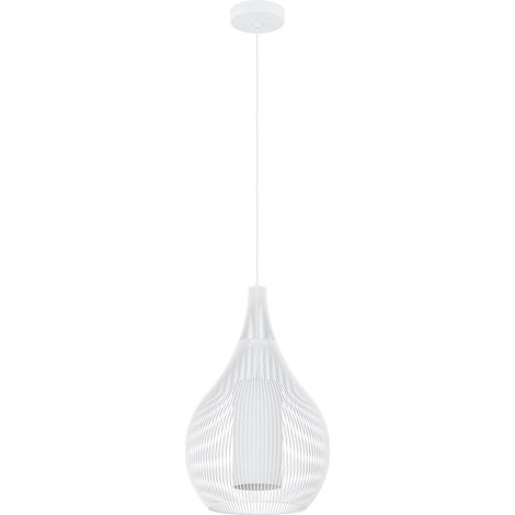 Lampadario A Sospensione Contemporaneo Razoni 1 Acciaio Bianco Vetro 1 Luce E27