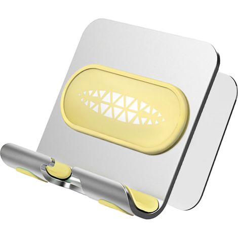 Support mural métallique pour téléphone portable, tablette et petits objets, réglable et sans perçage, B10 [Jaune argenté] (1/5)