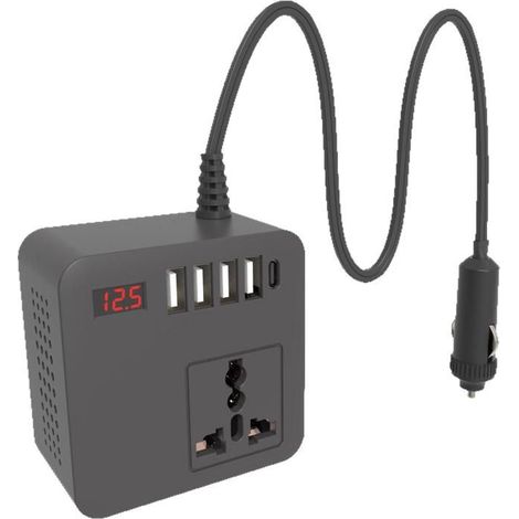 Chargeur Allume-Cigare 12V/24V vers 220V Gurxun - Convertisseur de Puissance 150W avec 4 Ports USB, Type-C et Prise Univ... (1/5)