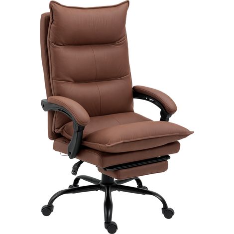 Verstellbarer, beheizbarer Massage-Bürostuhl mit Liegefunktion, braun, 66 x 74 x 121,5 cm