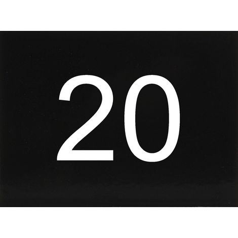 Nummernschild selbstklebend, 40 x 30 mm, Type 20, Kunststoff schwarz glänzend